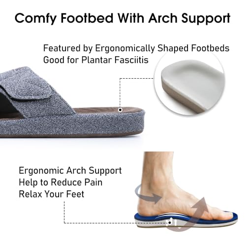 Image of House Slippers for Men Open Toe with Low Arch Support Rubber Sole