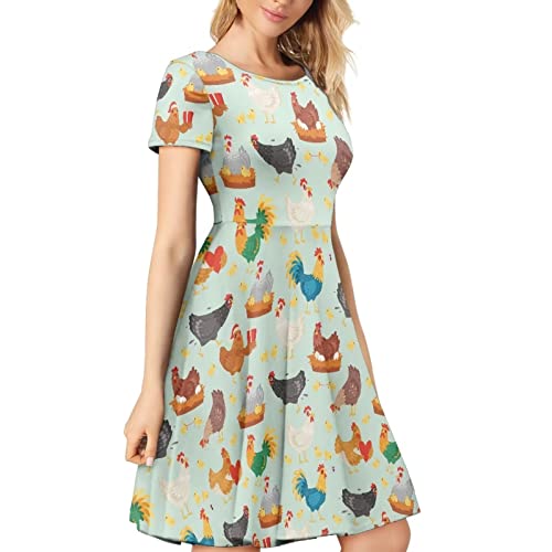 Image of Biyejit Women's Summer Casual Short Sleeve T-Shirt Swing Dress Crew Neck Plus Size S-4XL