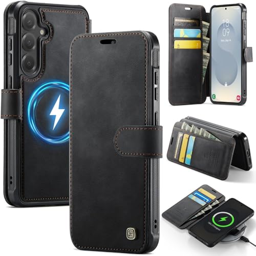 Étui cuir Galaxy S26 noir avec fentes cartes et fermeture magnétique