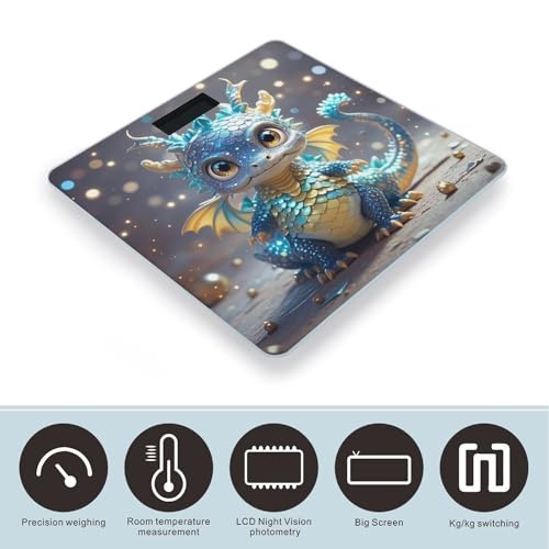 Báscula digital de baño Cute Dragon con plataforma amplia miniatura 3