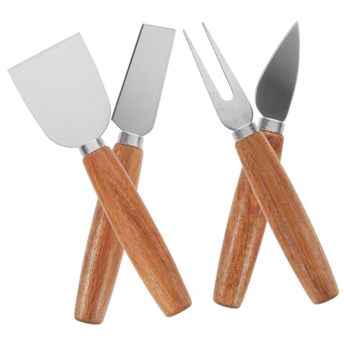 OUNONA 4pc Stainless Steel Cheese Knife Set Cheese Fork Spatula Baking Tool Set for Kitchen