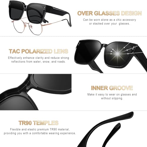 KANASTAL Oversized Over Glasses Sunglasses Womens Mens Polarized UV400 Trendy Fit Over Sun Glasses Fashion Square Shades3