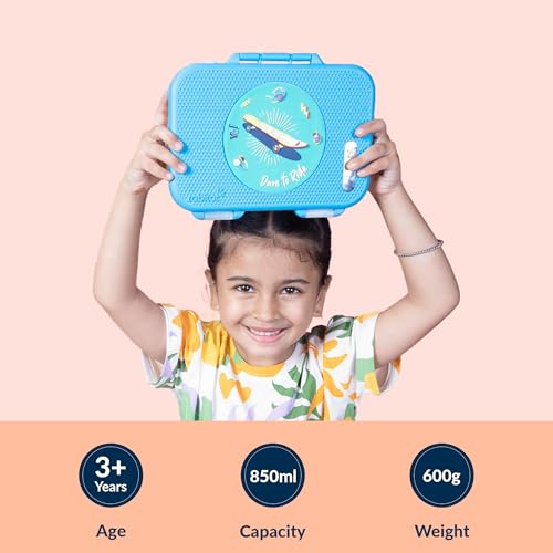 Image of rabitat Munchbee Pro Personalized Stainless Steel Kids Lunch Box 850ml- Food-Grade Steel Bento Tiffin | 2-Year Brand Warranty | Spill-Proof Flick-Lock | 3 Compartments, BPA-Free, School-Safe | Spunky