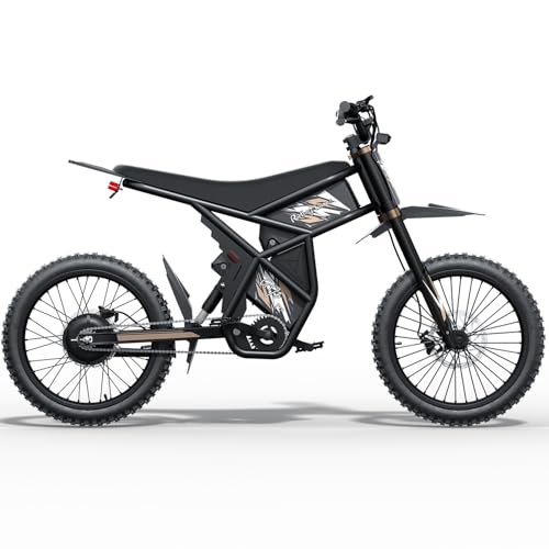 Upgraded Electric Dirt Bike for Adults, 3000W 60V 50MPH //2400W 48V 37MPH Dirtbike, 36.4AH Dual Battery Ebike Up to 85 M - Detailed View
