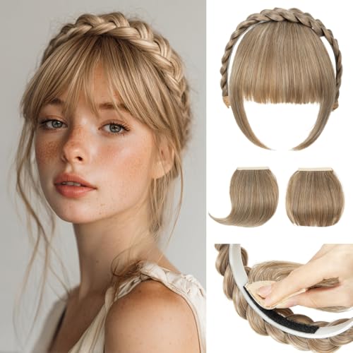 SARLA Braided Headband with 3 Detachable Clip in Bangs Fringe