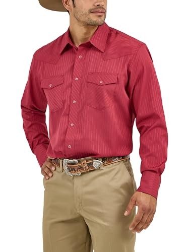 Wrangler Herren Sport Western Two Pocket Langarm Snap Shirt, Wein, Klein – Ansicht 1