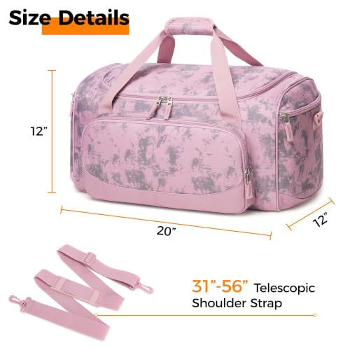 Image of Uarition Gym Bag for Men & Women - 50L Duffle Bag for Travel, Pink Tie-Dye