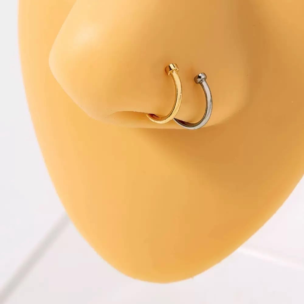 Briana Williams Fake Nariz Anillos Hoop-20G 18G 16G Nariz Aro Anillo 6mm/8mm/10mm/12mm Nariz Piercing Labio Septum Anillo Arete Faux Joyería Piercing del Cuerpo 6 Piezas — view 5