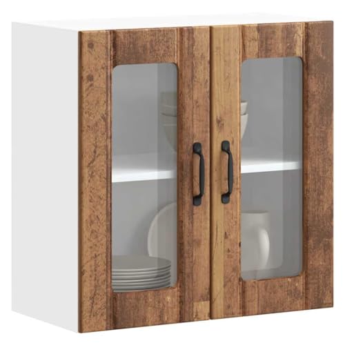 KTHLBRH Armario de Pared de Cocina con Puertas de Vidrio para Almacenamiento de Utensilios y Electrodomésticos, Estructura de Madera de Ingeniería Resistente a la Humedad y Fácil