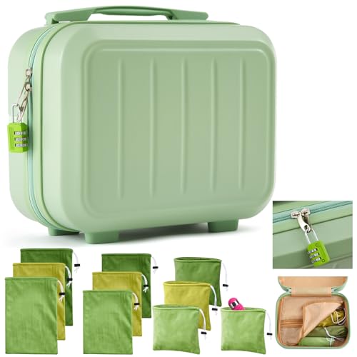 Chunful Adult Game Toy Storage Organizer Case and 9 Pcs 3 Sizes Toy Storage Bags Reusable Box Container with Lock Private for Women Men Travel Home