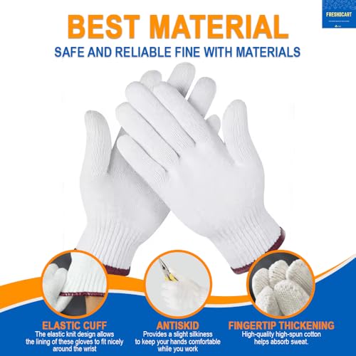 Image of FreshDcart Blade-Resistant Hand Gloves with Cut Proof Safety, Anti Cut Resistant Glove for Chopping Food Vegetables and Kitchen use (White 1 Pair)