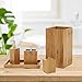 Seville Classics Bamboo Eco-Conscious Bathroom Vanity Organizer Set Kitchen Home Over the Sink Trash Bin, Soap, Cotton Ball Holder, Towel Tray, 5 piece, Natural