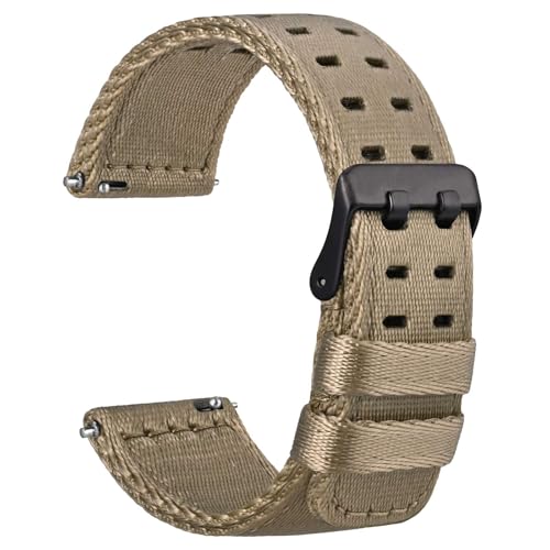Image of WOCCI Double Holes Nylon Watch Bands, Silky Nylon Straps, Quick Release, Compatible Watch Lug Width 18mm 20mm 22mm
