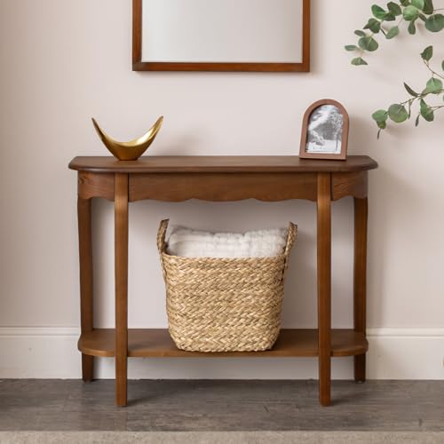 Melody Maison Wooden Half Moon Console Table with Shelf - Ashwell Range