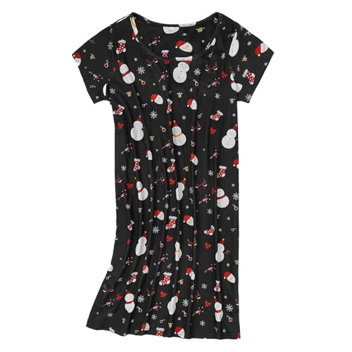 Image of American Trends Nightgowns for Women Cotton Night Shirts Short Sleeve Knee-Length, Sleep Shirts Summer Pajamas Sleepwear