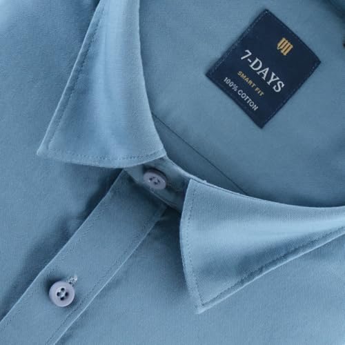 Image of 7-DAYS Men's 100% Cotton Full Sleeve Shirt for Men | Premium Plain Shirt | Tailored Fit (Between Slim & Regular) | Stylish Office & Casual Wear | with Pocket