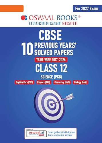 Image of Oswaal CBSE 10 Previous Years Papers Science PCB | Class 12 | Year-wise(2017-2026) | 2026 Papers (Delhi & Outside Delhi)- fully solved | NCERT & Competency-based questions | For 2027 Exam| Oswaal AI