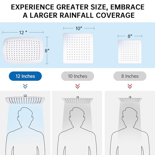 G-Promise All Metal 12\" Dual Shower Head Combo | Rain Shower Head | Handheld Shower Wand | Adjustable | Smooth 3-Way Diverter | 71\" Extra Long Hose - A Bathroom Upgrade (Chrome)