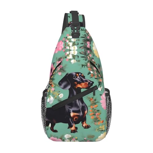 Mochila tipo bandolera floral para viaje y senderismo unisex miniatura 1