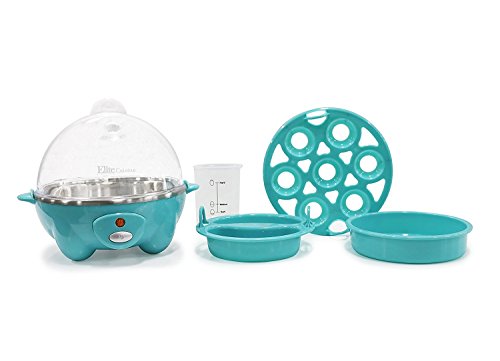 Image of Elite Gourmet Easy Electric 7 Egg Capacity Soft, Medium, Hard-Boiled Cooker Poacher, Scrambled, Omelet Maker with Auto Shut-Off and Buzzer, BPA Free
