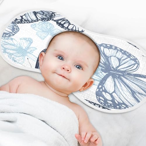 Kigai Butterflies Burp Cloths for Baby 4-Layer Cotton Muslin Burping Cloths 22x11 inch Super Soft & Absorbent Spit Up Burp Rags for Newborn Boys Girls 1 Pack4
