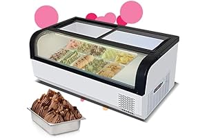Commercial Gelato Display Freezer with LED Lighting