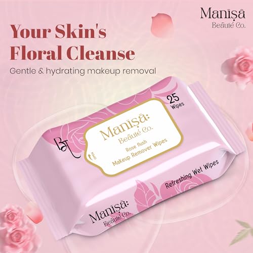 Image of Co. Rose Flush Makeup Remover Wipes | Alcohol-Free, Paraben-Free, Vegan & Cruelty-Free | Rose-Infused Makeup Removing Wipes | 150 Wipes (Pack of 6)