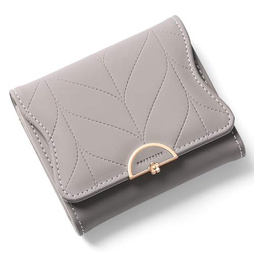 Leather Small Womens Wallet RFID Blocking Bifold Card Holder Cute Wallet for Woman with Zipper Coin Pocket