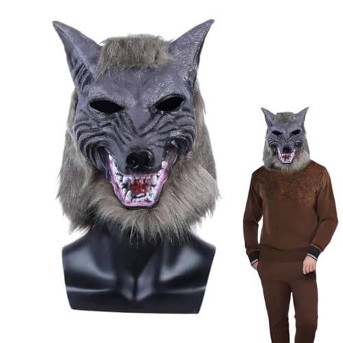 Image of Wanna Party Werewolf Mask Scary Latex Full Head Scary Horror Mask Fancy Dress for Halloween Carnival Costume Party