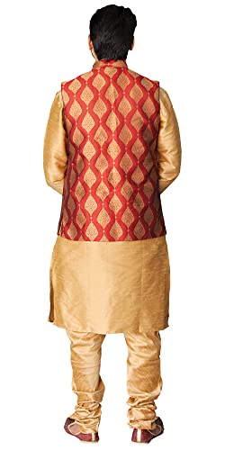 Image of Men's Silk Kurta Pajama Jacket /Waistcoat /Blazer Set
