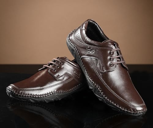 Image of LOUIS STITCH Genuine Leather Formal Shoes for Men | Ultra Lightweight and Flexible Rubber Sole Men's Formal Derby Shoes | Formal Lace Up Derby Shoes for Men | LSAXPL |