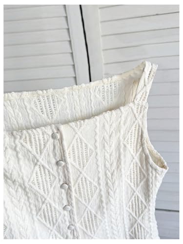 MakeMeChic Girl's Summer Tops Sleeveless Button Down Shirt Square Neck Textured Tank Top3