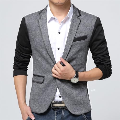 Men's Casual Blazer Lightweight Shawl Collar Color Block Tuxedo Jacket One Button Slim Fit Suit Coat for Prom2