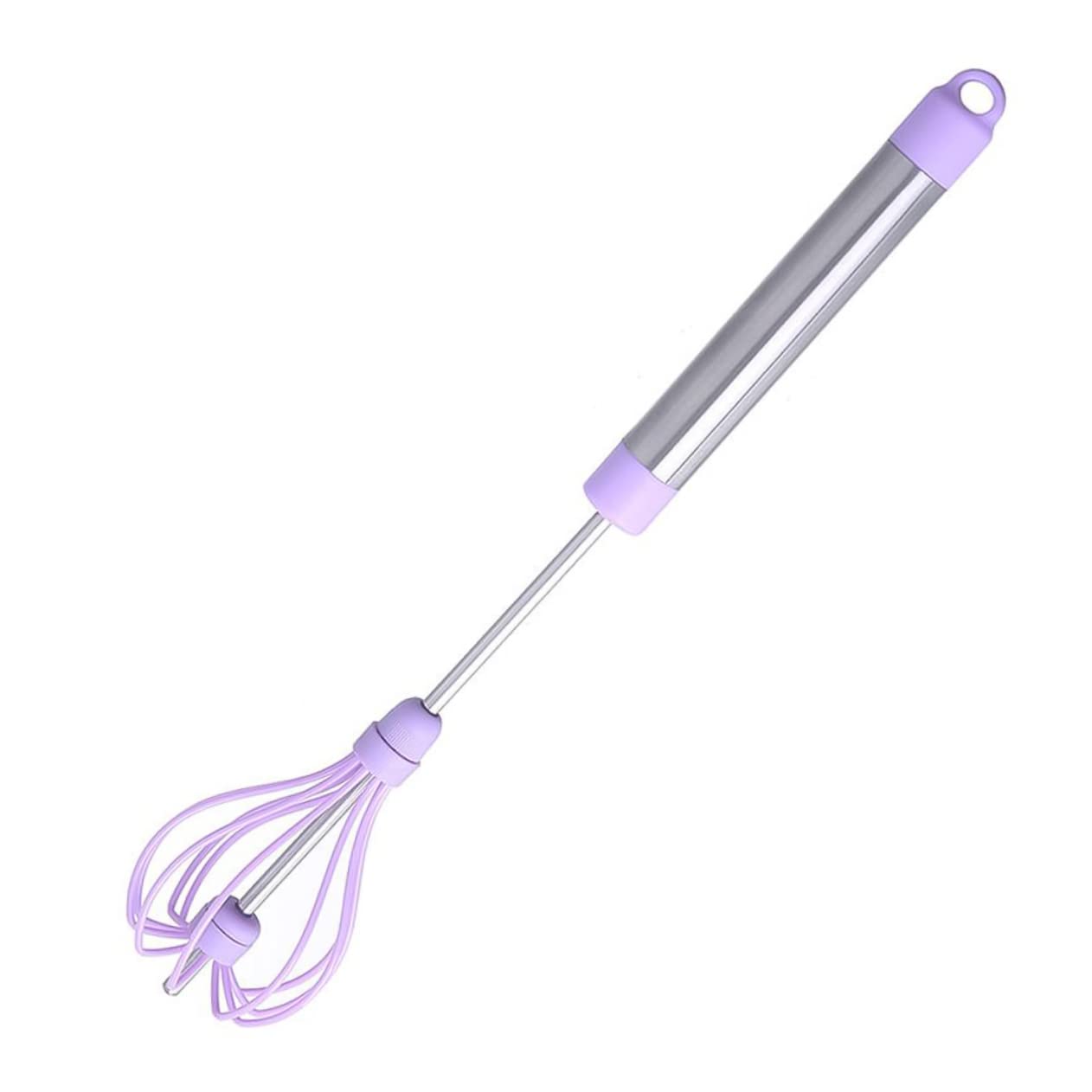 1pc Adjustable Rotation Egg Silicone Egg Whisk Balloon Whisk Silicone Egg Metal Egg Wisks for Cooking Metal Whisk Mini Wire Whisk To Rotate Non Stick Dough
