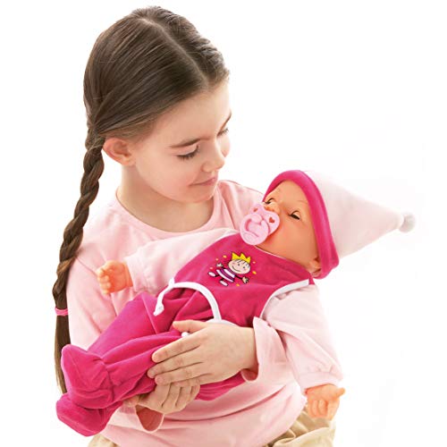 Funktionspuppe Hello Baby mit Geräuschen, bewegt den Mund, interaktive Puppe, Babypuppe, mit Zubehör, 46cm, rosa