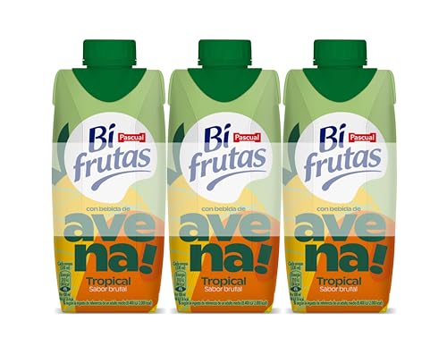 Bifrutas - Bebida vegetal de Avena con Sabor Tropical - Pack 3x330 ml - Ingredientes 100% natural y Vitamina C