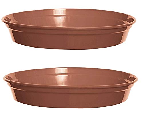Set Of 2 Whitefurze Plastic Plant Pot Saucers 19cm Terracotta Colour Water Dish For 7 & 8 Inch Pot