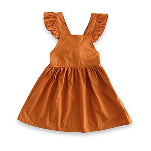YOHA Baby Girls Ruffle Dress Baby Shower Dress Girls Birthday Festival Dress Thanksgiving Christmas Toddler Dress Pumpkin,110