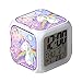 Baluue Reloj Despertador Unicornio para Niños - Reloj Despertador Digital Led Fácil de Configurar Relojes de Cubo Luz Nocturna Gran Pantalla Reloj de Dormitorio Regalos para Niñas