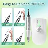 NAILGIRLS Cordless Electric Nail Files, T18 Professional Rechargeable Nail Drill 35000 RPM, Portable E File Kit for Acrylic Gel Nails Manicure Salon Home, White - Image 3