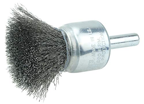 Image of Weiler 11003 3 /4 inch Coated Cup Crimped Wire End Brush, .006 inch Steel Fill, Made in the USA (Pack of 10)