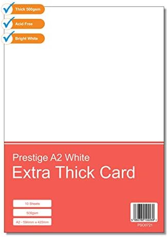 Prestige Premium Super Thick A2 White 500gsm Craft Card - Extra Thick Crafting Card (Pack of 10 Sheets)