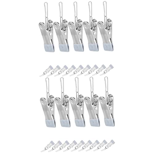 Cabilock 2 Juegos Pinza De Ropa con Hebilla para Colgar Neto Manos Pinzas para La Ropa De Servicio Pesado Clavijas De Lavandería Patas Tendedero De Polivinilo Silver 20 Piezas * 2