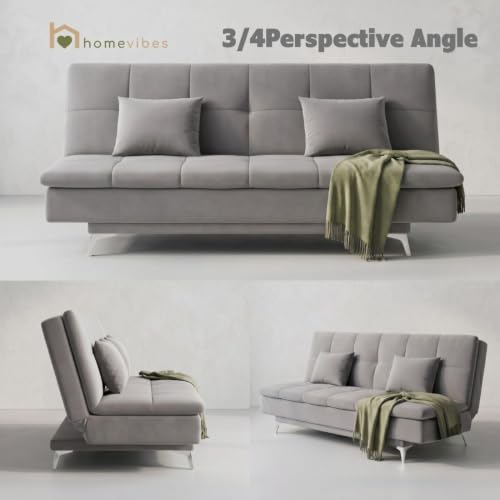 Image of Velum 3 Seater Sofa for Living Room & Office | Premium Fabric Upholstery | Solid Wood Frame | Comfortable Seating | 3 Years Warranty (Light Grey, Sofa Cum Bed)