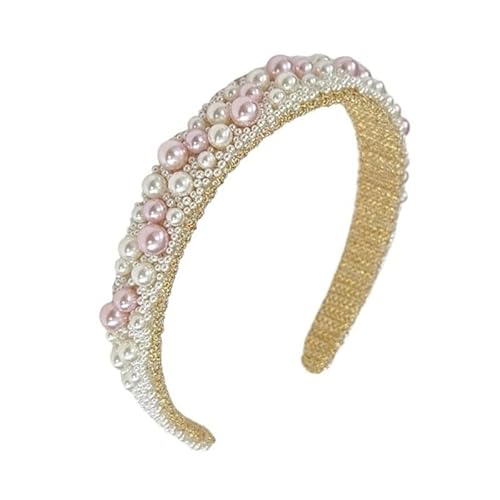 KAJYLFAST Pearl Headband Handmade Exquisite Wide Edge Hair Accessories for Women