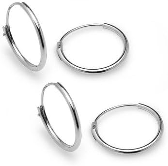 925 Sterling Silver 2 Pair Set 10mm Endless Hoop earrings for Cartlidge Nose Lips Available - Nine2Five