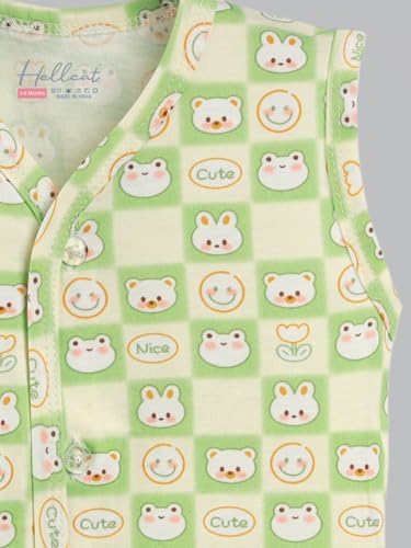 Image of HELLCAT 100% Cotton Front Open Jhabla Vest & T Shirt for Babies - Pack of 5 (Unisex,Sleeveless)