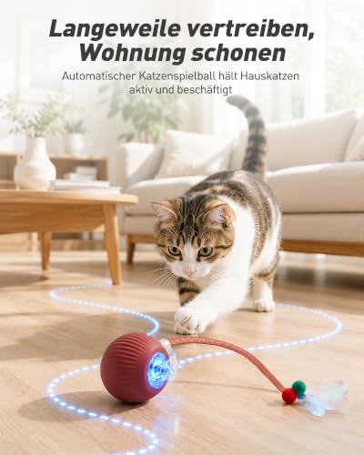 Interaktives Katzenspielzeug Ball, Elektrischer Katzenball Für Drinnen – Produktbild 3