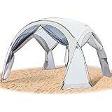 Large Beach Canopy Tent 14 X 14ft, UPF 50+ Pop Up Sun Shelter for 8-10 Person, Portable Beach Sun Shade with Side Walls for Camping, Fishing, Backyard, Fishing, Parties, Picnics