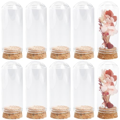 SUNNYCLUE 12Pcs Mini Cloche Glass Dome 30x70mm Dome Glass Jars with Cork Base Clear Glass Display Dome Cloche Bell Jar Small Glass Bell Jars for Flower Storage Home Christmas Party Favor Decor
